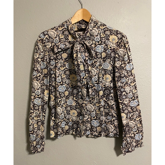 Vintage Handmade Womens Top Size Medium Floral Prairie Cottagecore Victorian 70s - Picture 1 of 5